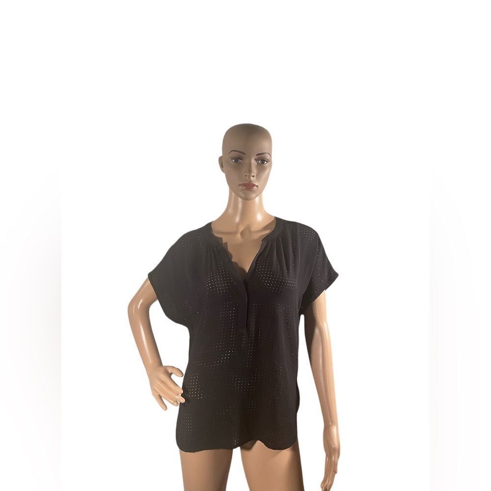 Banana Republic Women's Size S Black Short Sleeve Crew Neck Casual Shirt Blouse